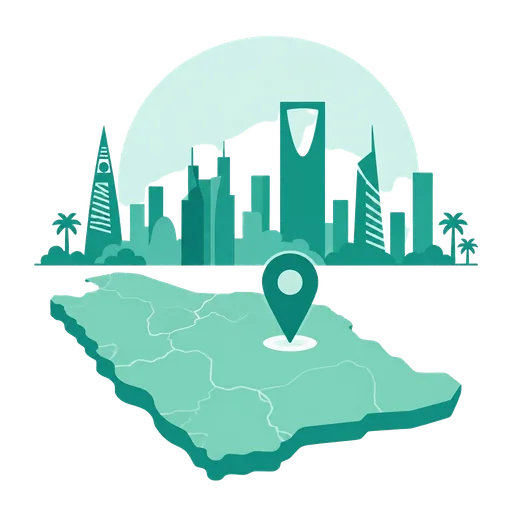 صاروخ يهبط على خريطة المملكة العربية السعودية بجانب أفق الرياض